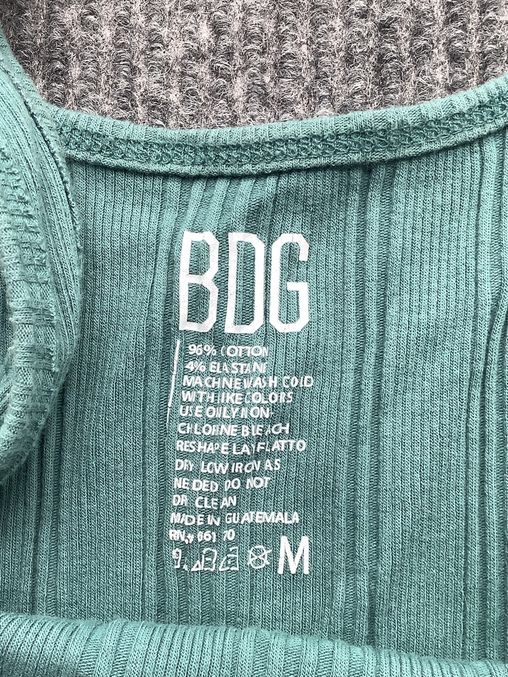 BDG Cropped Ribbed Tank Top in Teal - Picture 2 of 2